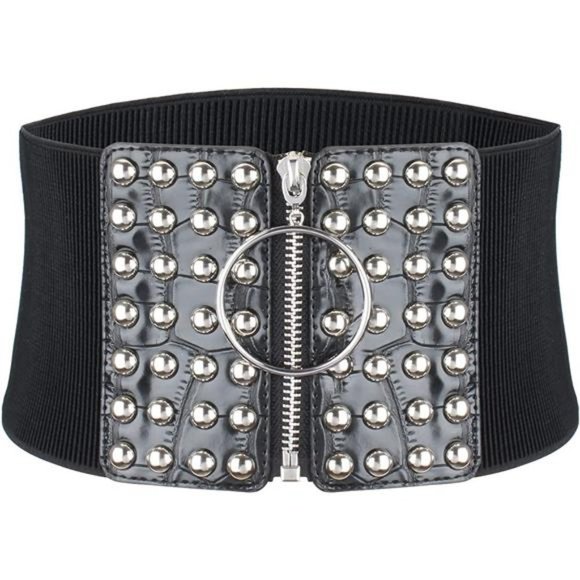 WOMEN'S rivets cinch waist belt, pattern - Picture 3 of 7